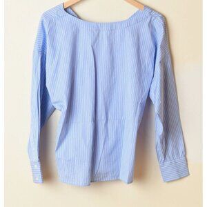 Harshman Anthropologie 100% Cotton Women's Sz S Unique Striped Buttons Down Back